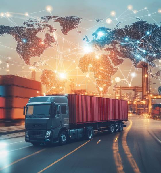 Global business logistics  importing and exporting cargo containers at industrial ports and beyond